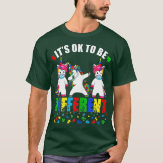 Autisme Awareness Unicorn Face Mask Het is oké om  T-shirt