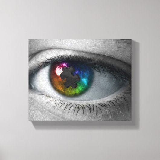 Autisme Awareness verpakt Canvas Multicolour Eye (Voorkant)