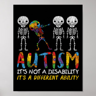 Autisme Awerness - Skeleton Dabbing Autistic Kinde Poster