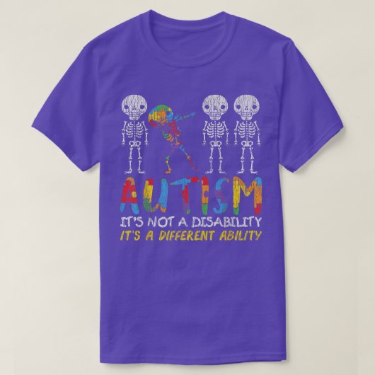 Autisme Awerness Skeleton Dabbing Autistic T-shirt (Design voorkant)