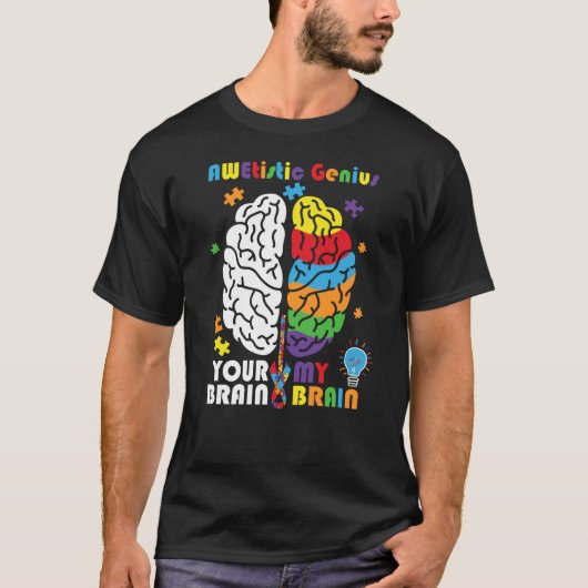 Autisme Awetistic Genius Brain Autistic T-shirt (Voorkant)