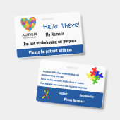Autisme Badge (Voor- en achterkant)