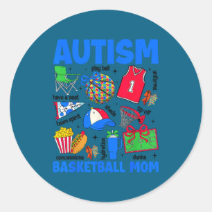Autisme basketbal moeder mama autisme bewustzijn ronde sticker