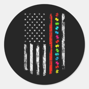 Autisme Bewustheid 4 juli Thin Red Line Firefight Ronde Sticker