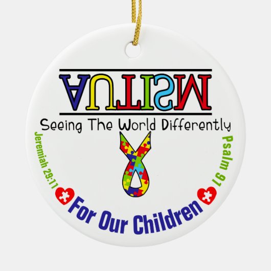 Autisme Bewustheid 4 Onze kindercirkel Keramisch Ornament (Voorkant)