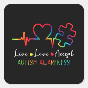 Autisme Bewustheid Mannen Vrouwen Kinder liefde Ac Vierkante Sticker