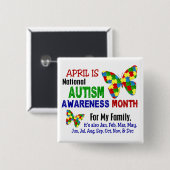 AUTISME BEWUSTMAAND APRIL VIERKANTE BUTTON 5,1 CM (Voorkant /achterkant)