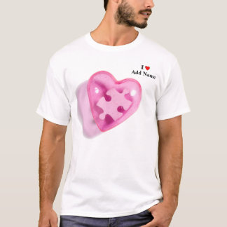 Autisme Bewustmaking Mannen Shirt Roze hart Aanpas