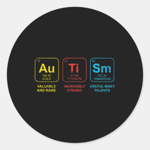 Autisme Bewustmaking Vrouwen Mannen Kinder element Ronde Sticker