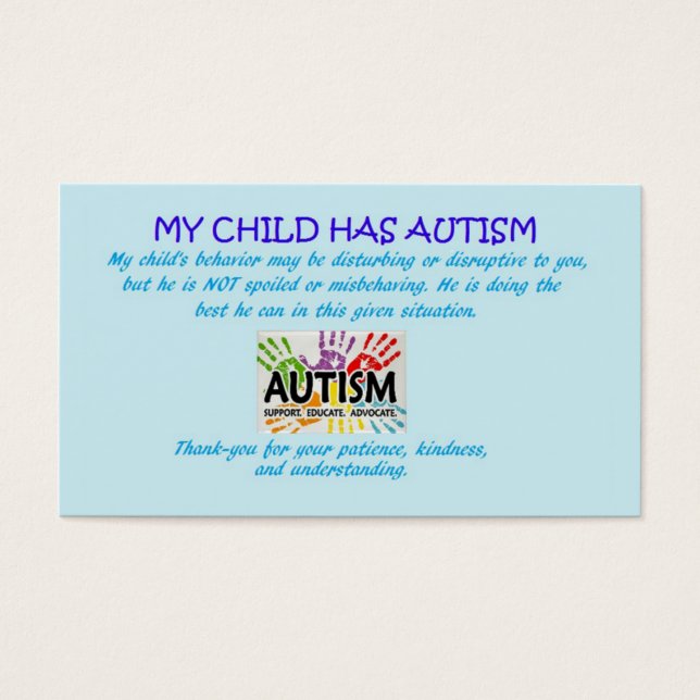 Autisme Bewustmakingskaarten Visitekaartjes (Voorkant)