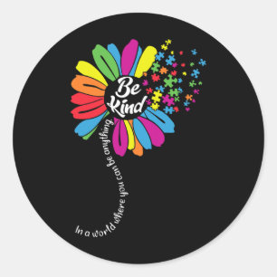 Autisme-bewustwording in een woordserie ronde sticker