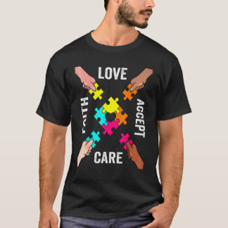 Autisme Bewustzijn Acceptatie Kleurrijke Puzzelstu T-shirt