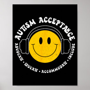 Autisme bewustzijn Acceptatie Lachend Gezicht Grap Poster
