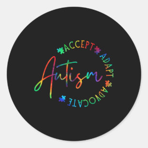 Autisme Bewustzijn Accepteer Adapt Advocate Autism Ronde Sticker