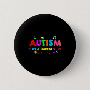 Autisme bewustzijn accepteer begrijp leraar mannen ronde button 5,7 cm