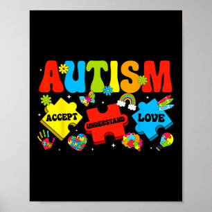 Autisme bewustzijn Accepteer Begrijp Liefde Puzzel Poster