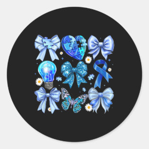 Autisme Bewustzijn Accepteer Puzzel Blauwe Koe Ronde Sticker