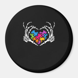 Autisme Bewustzijn als Skeleton Hand Heart Puzzel Magneet