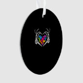 Autisme Bewustzijn als Skeleton Hand Heart Puzzel  Ornament (voorkant)