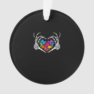 Autisme Bewustzijn als Skeleton Hand Heart Puzzel  Ornament