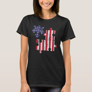 Autisme bewustzijn Amerikaanse vlag puzzelstuk Usa T-shirt
