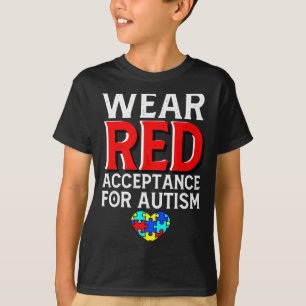 Autisme bewustzijn april draag rood acceptatie voo t-shirt