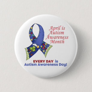Autisme Bewustzijn April en elke dag Ronde Button 5,7 Cm