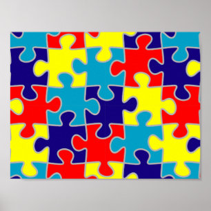 Autisme bewustzijn ASD Aspergers Puzzel Patroon Poster