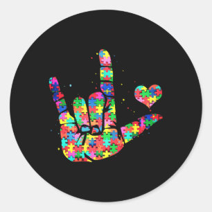 Autisme bewustzijn Asl Liefde Gebarentaal Puzzel T Ronde Sticker