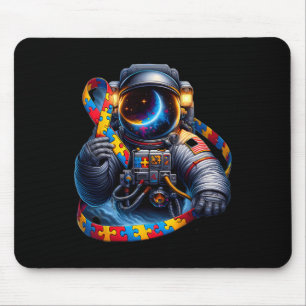 Autisme Bewustzijn Astronaut Geel Rood Blauw Hond Muismat