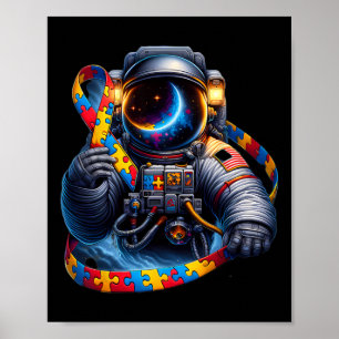Autisme Bewustzijn Astronaut Geel Rood Blauw Hond Poster