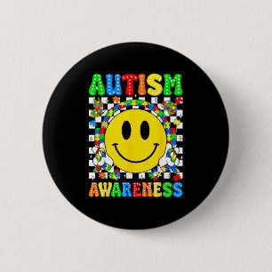 Autisme bewustzijn autism squad ondersteuning lach ronde button 5,7 cm