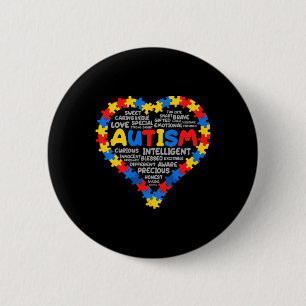 Autisme Bewustzijn Autisme Hart Autisme 1 Ronde Button 5,7 Cm