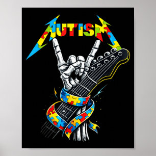 Autisme bewustzijn autisme skelet gitaarspeler roc poster