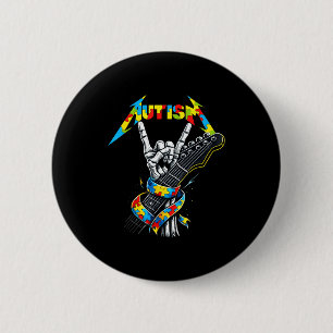 Autisme bewustzijn autisme skelet gitaarspeler roc ronde button 5,7 cm