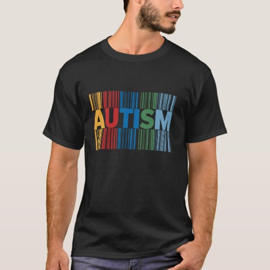 Autisme bewustzijn barcode t-shirt (Voorkant)