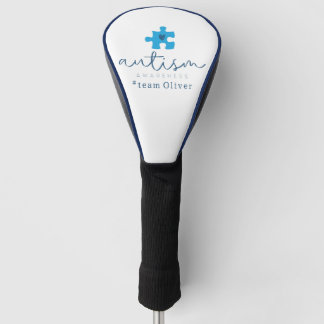 autisme bewustzijn blauwe puzzelstuk #teamnaam golfheadcover