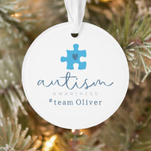 autisme bewustzijn blauwe puzzelstuk #teamnaam ornament