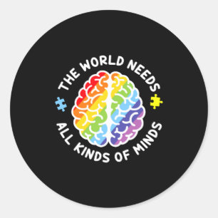 Autisme bewustzijn Brain De wereld heeft alle soor Ronde Sticker