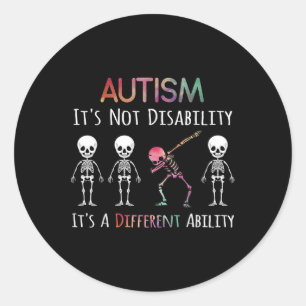 Autisme Bewustzijn Dabbing Schedel Autisme is geen Ronde Sticker