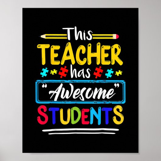 Autisme-bewustzijn Deze leraar heeft Geweldige stu Poster (Voorkant)
