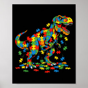 Autisme bewustzijn dinosaurus kleurrijke puzzel au poster