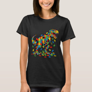 Autisme bewustzijn dinosaurus kleurrijke puzzel au t-shirt