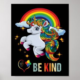 Autisme Bewustzijn Eenhoorn Wees aardig als liefde Poster