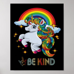 Autisme bewustzijn eenhoorn wees aardig Asl liefde Poster