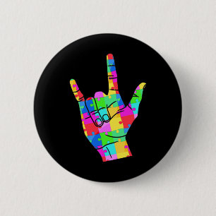 Autisme Bewustzijn Gebarentaal Geschenken Asl Lief Ronde Button 5,7 Cm
