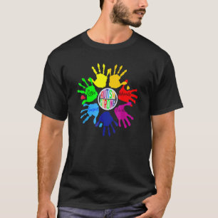 Autisme Bewustzijn Gebarentaal Hand Puzzel Onderst T-shirt