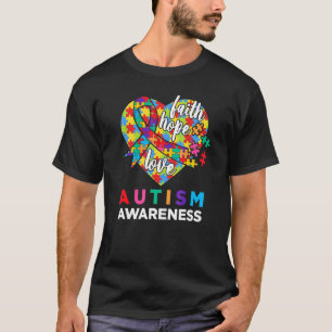 Autisme Bewustzijn Geloof Hoop Liefde Autisme Hart T-shirt