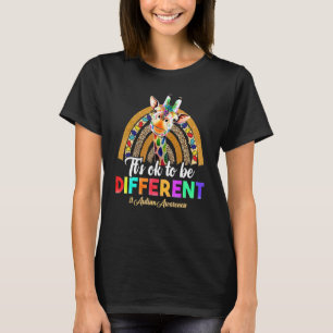 Autisme Bewustzijn Giraffe Regenboog Het Is Ok Om T-shirt