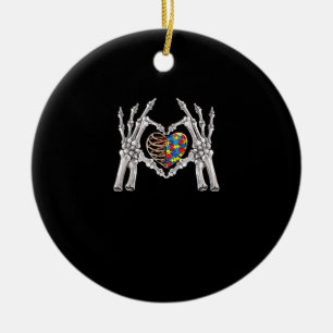 Autisme Bewustzijn Gothic schedel Hand Autisme Puz Keramisch Ornament